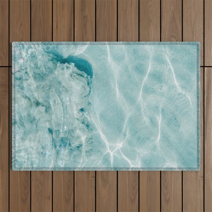 Clear blue water | Colorful ocean photography print | Turquoise sea Outdoor Rug Gallery Image 1