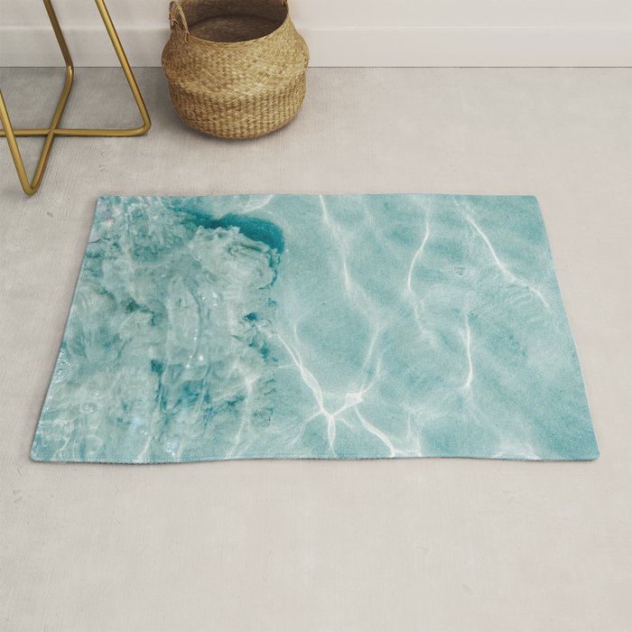 Clear blue water | Colorful ocean photography print | Turquoise sea Rug Gallery Image 1