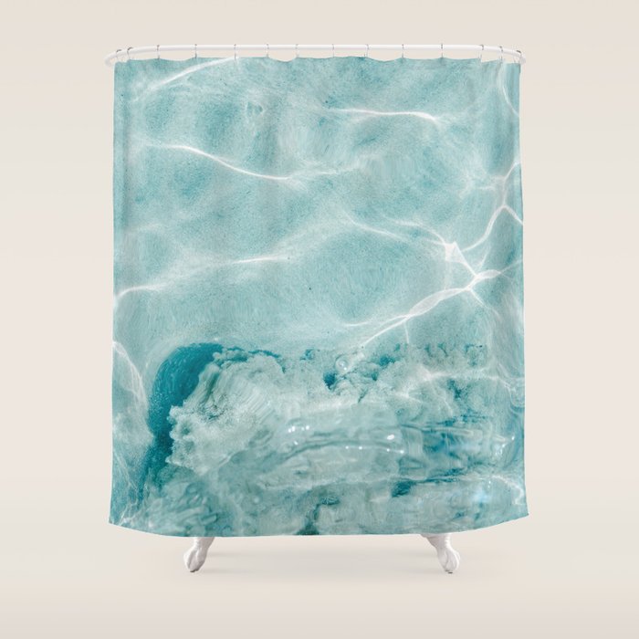 Clear blue water | Colorful ocean photography print | Turquoise sea Shower Curtain Gallery Image 1
