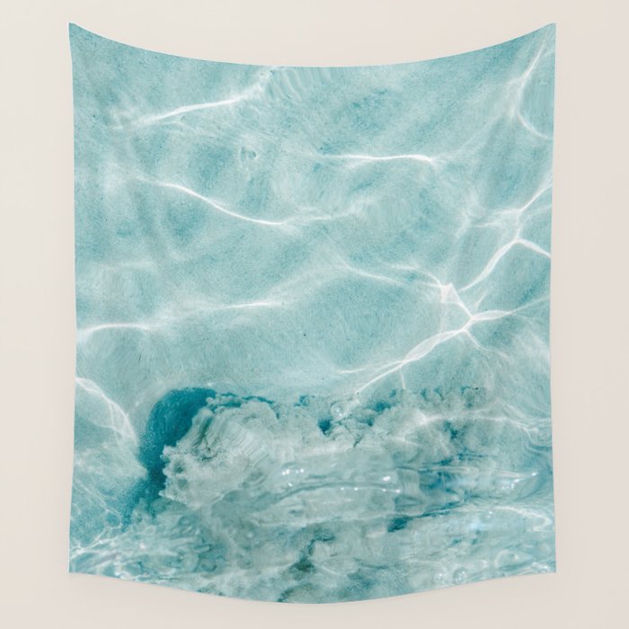 Clear blue water | Colorful ocean photography print | Turquoise sea Wall Tapestry Gallery Image 1