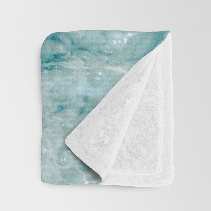 Clear blue water | Colorful ocean photography print | Turquoise sea Throw Blanket Gallery Image 3