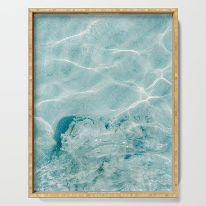 Clear blue water | Colorful ocean photography print | Turquoise sea Serving Tray Gallery Image 1