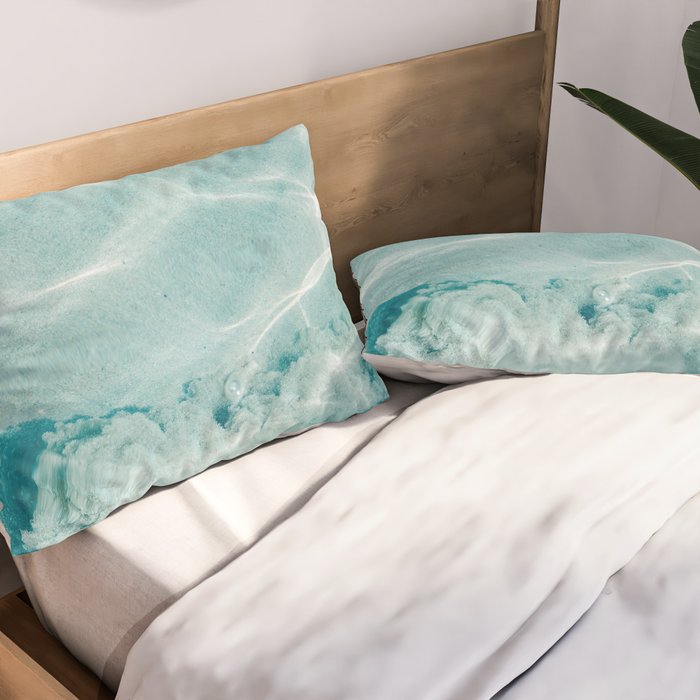 Clear blue water | Colorful ocean photography print | Turquoise sea Pillow Sham Gallery Image 2