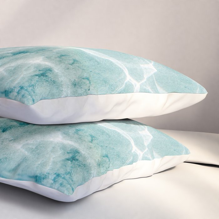 Clear blue water | Colorful ocean photography print | Turquoise sea Pillow Sham Gallery Image 3