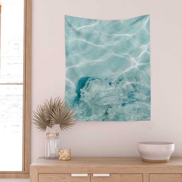 Clear blue water | Colorful ocean photography print | Turquoise sea Wall Tapestry Gallery Image 2