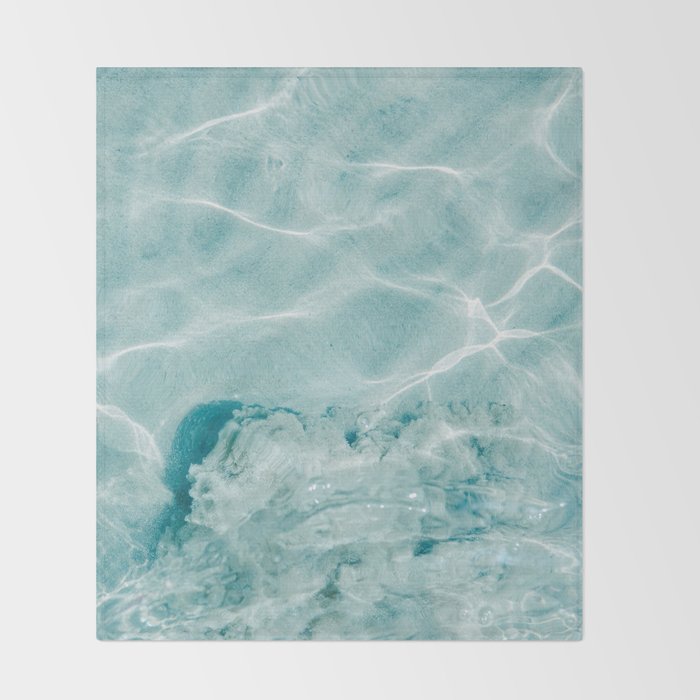 Clear blue water | Colorful ocean photography print | Turquoise sea Throw Blanket Gallery Image 2