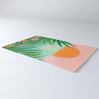 Tropical Views - Pink and Green Landscape Illustration Rug Gallery Image 3