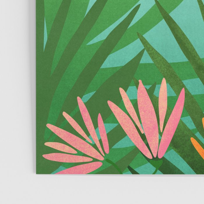 Tropical Views - Pink and Green Landscape Illustration Poster Gallery Image 3