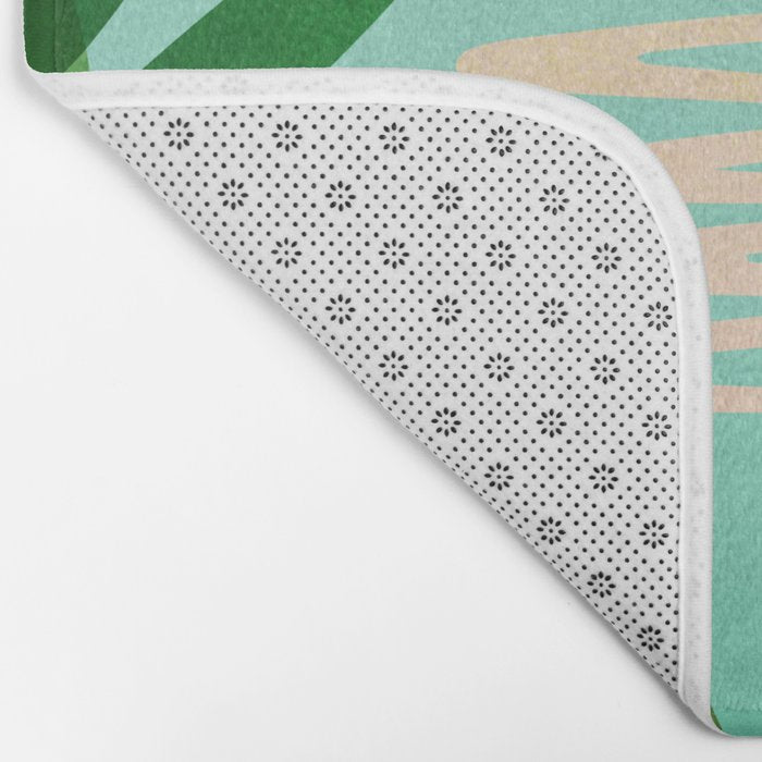 Tropical Views - Pink and Green Landscape Illustration Bath Mat Gallery Image 2