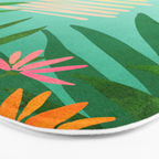 Tropical Views - Pink and Green Landscape Illustration Bath Mat Gallery Image 3