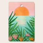 Tropical Views - Pink and Green Landscape Illustration Cutting Board Gallery Image 1