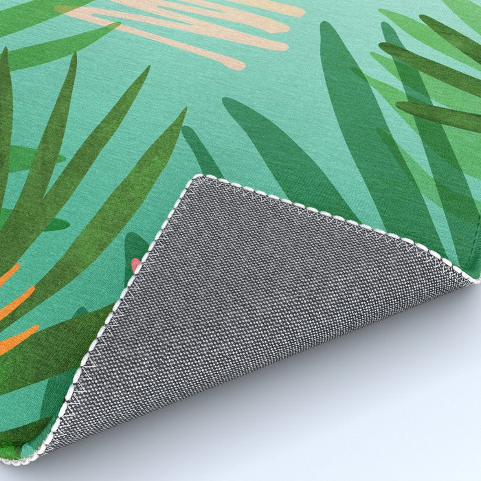 Tropical Views - Pink and Green Landscape Illustration Rug Gallery Image 4