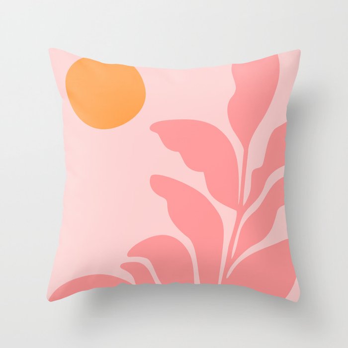 Sunny Pink Garden Throw Pillow Gallery Image 1
