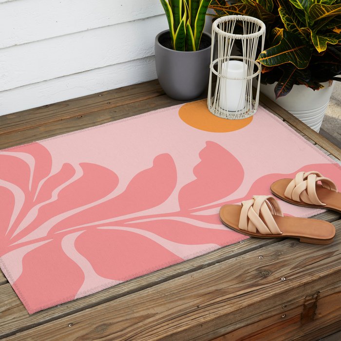 Sunny Pink Garden Outdoor Rug Gallery Image 2