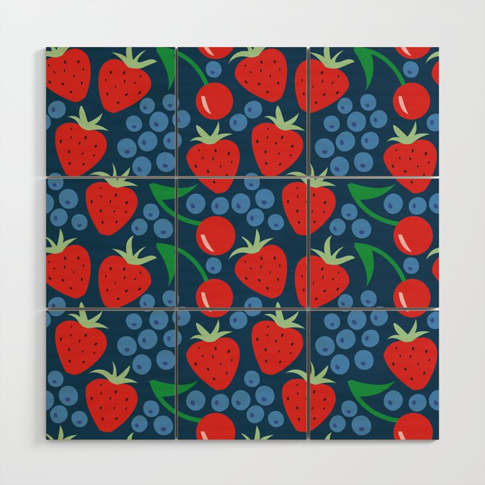 Strawberry pattern Wood Wall Art Gallery Image 1
