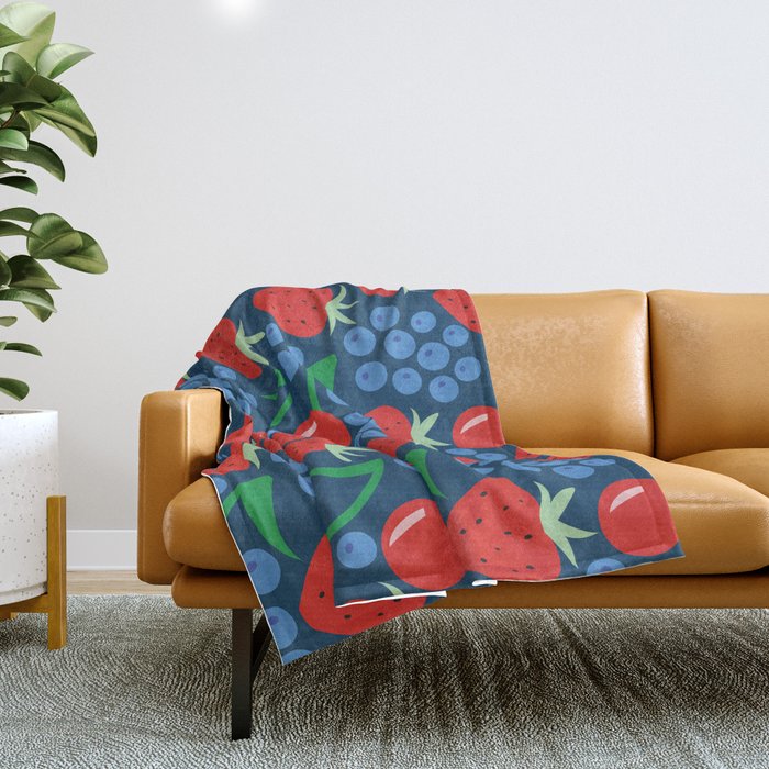 Strawberry pattern Throw Blanket Gallery Image 1