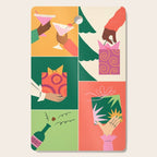 Festive Holiday Gift Exchange Illustration Cutting Board Gallery Image 1