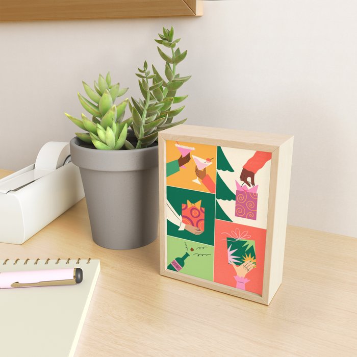 Festive Holiday Gift Exchange Illustration Mini Art Print Gallery Image 2