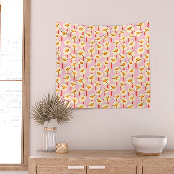 Chunky Blooms - Pink Wall Tapestry Gallery Image 2