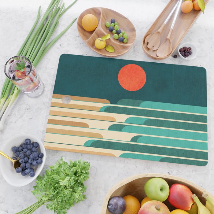 Chasing wave under the red moon Cutting Board Gallery Image 2
