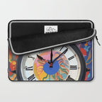 Anxiety, Mental Wellness Awareness Time, Peace of Mind Wall Clock Tower, Eclectic Roman Bohemian Colorful Painting Laptop Sleeve Gallery Image 2