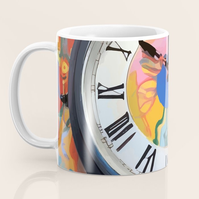 Anxiety, Mental Wellness Awareness Time, Peace of Mind Wall Clock Tower, Eclectic Roman Bohemian Colorful Painting Coffee Mug Gallery Image 3