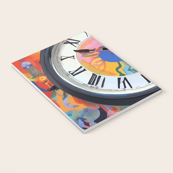 Anxiety, Mental Wellness Awareness Time, Peace of Mind Wall Clock Tower, Eclectic Roman Bohemian Colorful Painting Notebook Gallery Image 3