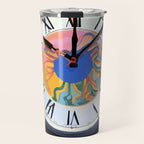 Anxiety, Mental Wellness Awareness Time, Peace of Mind Wall Clock Tower, Eclectic Roman Bohemian Colorful Painting Travel Mug Gallery Image 1
