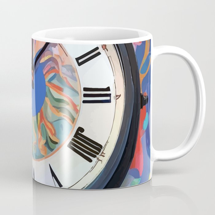 Anxiety, Mental Wellness Awareness Time, Peace of Mind Wall Clock Tower, Eclectic Roman Bohemian Colorful Painting Coffee Mug Gallery Image 1