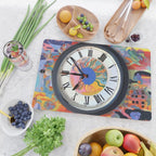 Anxiety, Mental Wellness Awareness Time, Peace of Mind Wall Clock Tower, Eclectic Roman Bohemian Colorful Painting Cutting Board Gallery Image 2