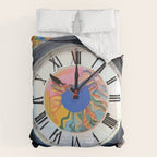 Anxiety, Mental Wellness Awareness Time, Peace of Mind Wall Clock Tower, Eclectic Roman Bohemian Colorful Painting Comforter Gallery Image 6