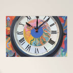 Anxiety, Mental Wellness Awareness Time, Peace of Mind Wall Clock Tower, Eclectic Roman Bohemian Colorful Painting Welcome Mat Gallery Image 1