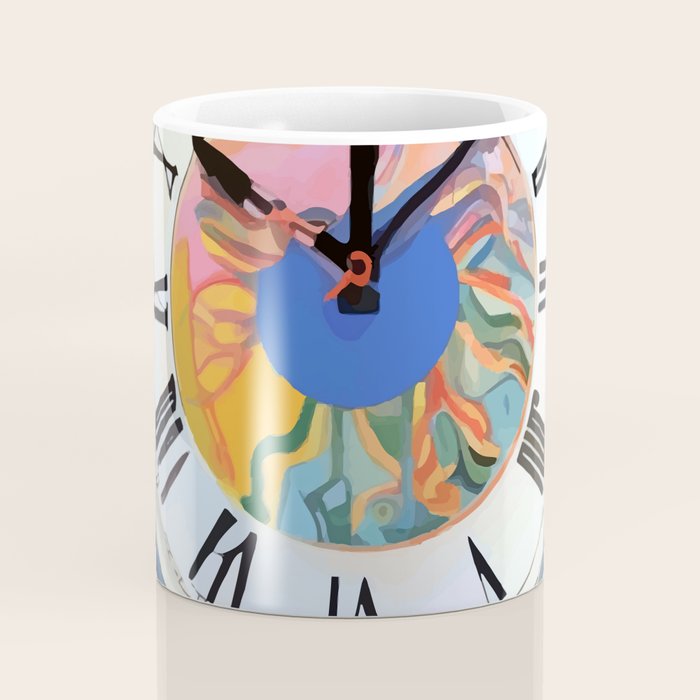 Anxiety, Mental Wellness Awareness Time, Peace of Mind Wall Clock Tower, Eclectic Roman Bohemian Colorful Painting Coffee Mug Gallery Image 4