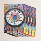 Anxiety, Mental Wellness Awareness Time, Peace of Mind Wall Clock Tower, Eclectic Roman Bohemian Colorful Painting Wrapping Paper Gallery Image 3