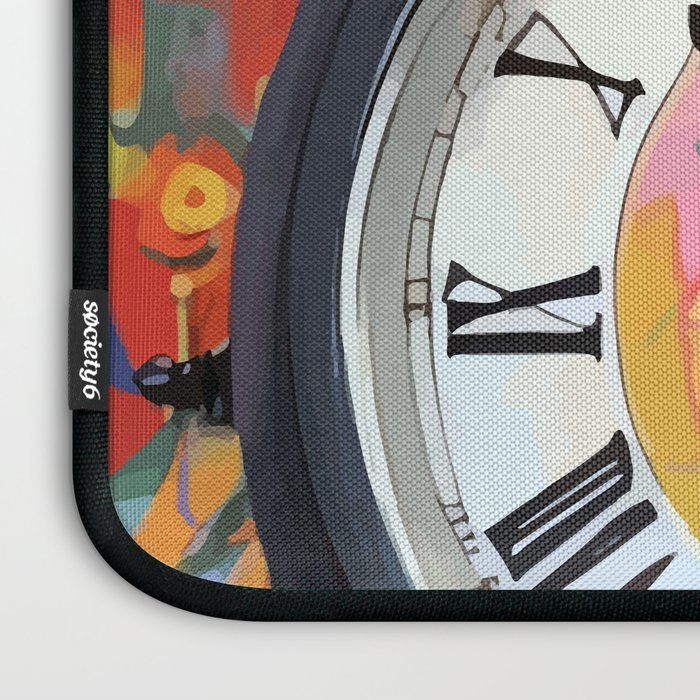 Anxiety, Mental Wellness Awareness Time, Peace of Mind Wall Clock Tower, Eclectic Roman Bohemian Colorful Painting Laptop Sleeve Gallery Image 3