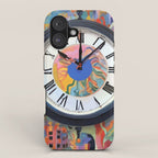 Anxiety, Mental Wellness Awareness Time, Peace of Mind Wall Clock Tower, Eclectic Roman Bohemian Colorful Painting iPhone Case Gallery Image 1
