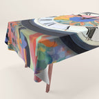 Anxiety, Mental Wellness Awareness Time, Peace of Mind Wall Clock Tower, Eclectic Roman Bohemian Colorful Painting Tablecloth Gallery Image 1