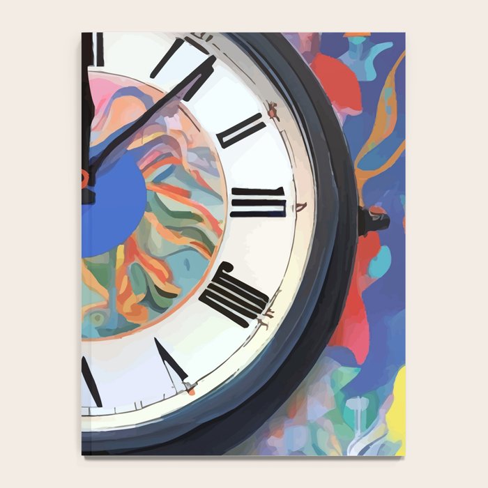 Anxiety, Mental Wellness Awareness Time, Peace of Mind Wall Clock Tower, Eclectic Roman Bohemian Colorful Painting Notebook Gallery Image 4