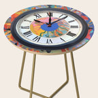 Anxiety, Mental Wellness Awareness Time, Peace of Mind Wall Clock Tower, Eclectic Roman Bohemian Colorful Painting Side Table Gallery Image 2