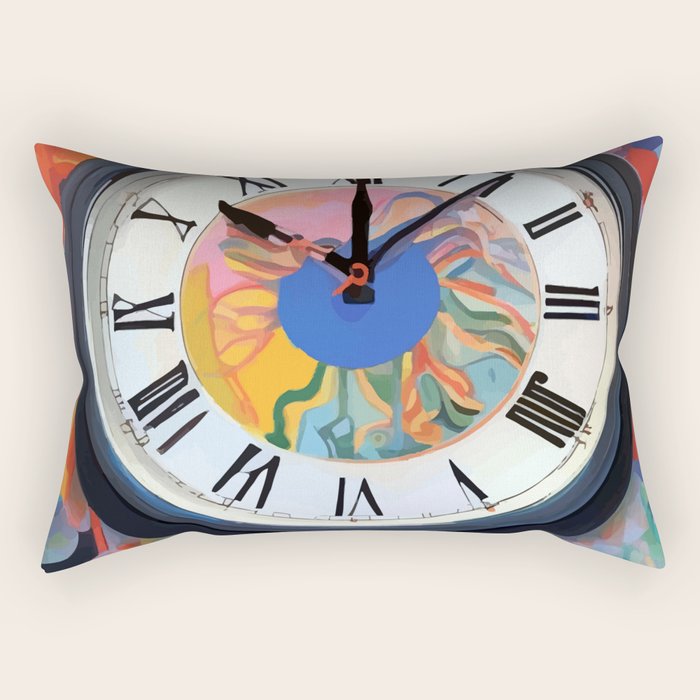 Anxiety, Mental Wellness Awareness Time, Peace of Mind Wall Clock Tower, Eclectic Roman Bohemian Colorful Painting Rectangular Pillow Gallery Image 2
