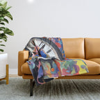 Anxiety, Mental Wellness Awareness Time, Peace of Mind Wall Clock Tower, Eclectic Roman Bohemian Colorful Painting Throw Blanket Gallery Image 1