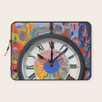 Anxiety, Mental Wellness Awareness Time, Peace of Mind Wall Clock Tower, Eclectic Roman Bohemian Colorful Painting Laptop Sleeve Gallery Image 1