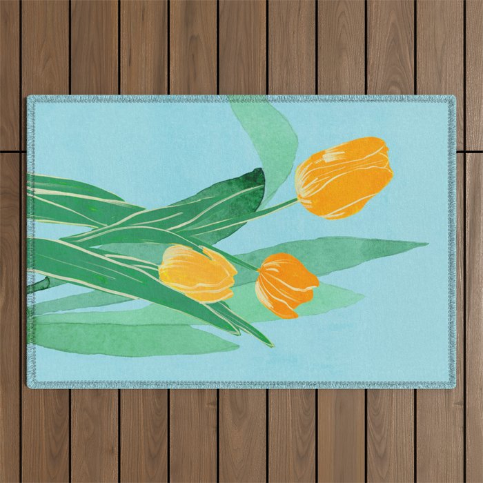 Modern Art Flowers 20 Outdoor Rug Gallery Image 1