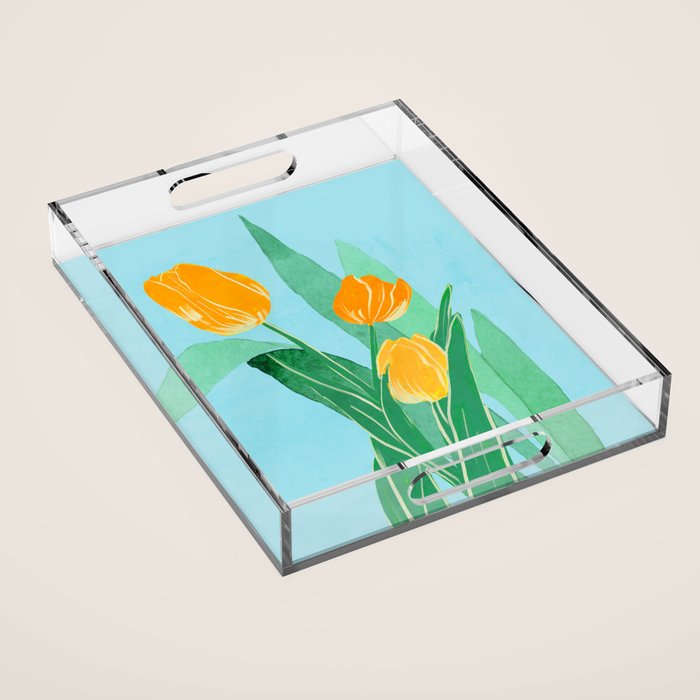 Modern Art Flowers 20 Acrylic Tray Gallery Image 1