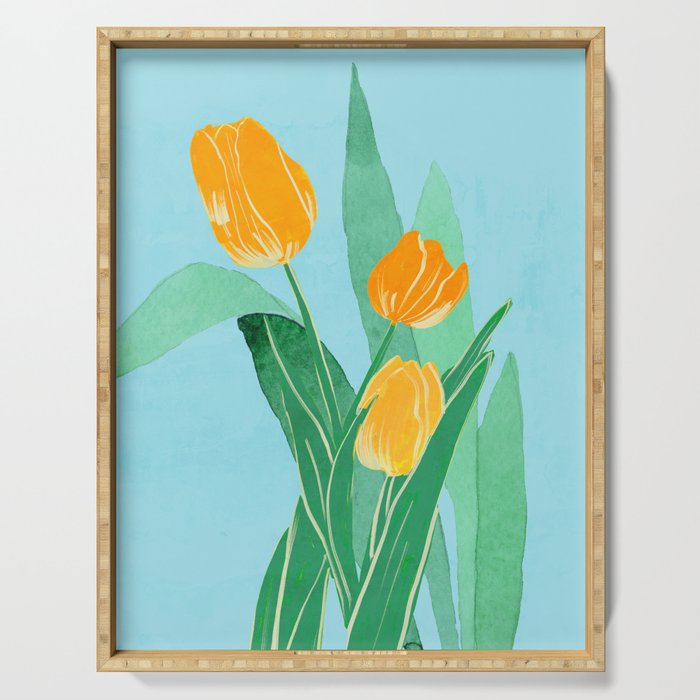 Modern Art Flowers 20 Serving Tray Gallery Image 1