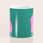 Pink Cat On Green Background Coffee Mug Gallery Image 4