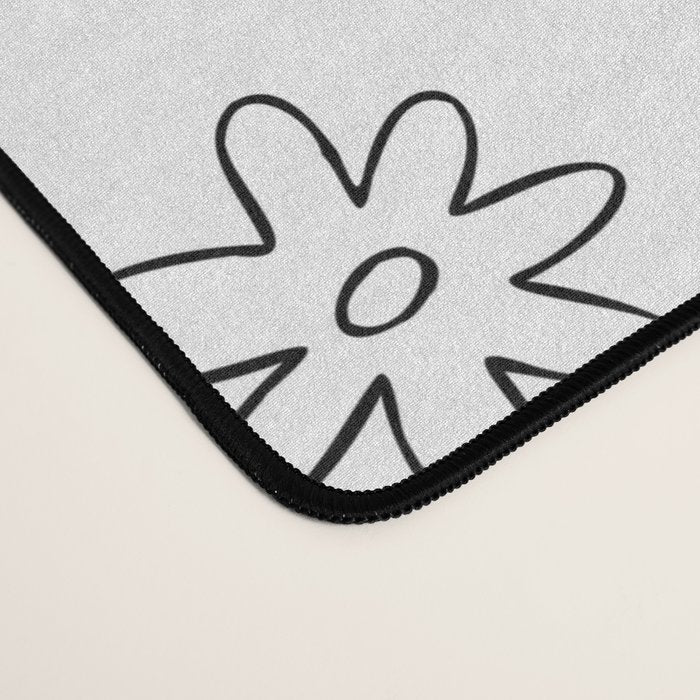 Black and white flower doodle art pattern Desk Mat Gallery Image 4