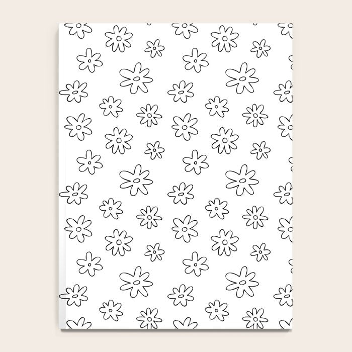 Black and white flower doodle art pattern Notebook Gallery Image 4