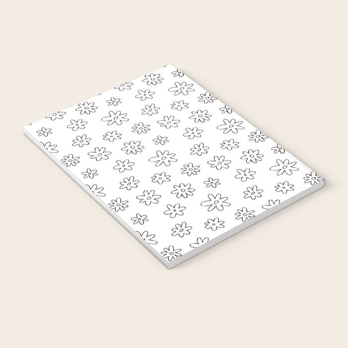 Black and white flower doodle art pattern Notebook Gallery Image 3