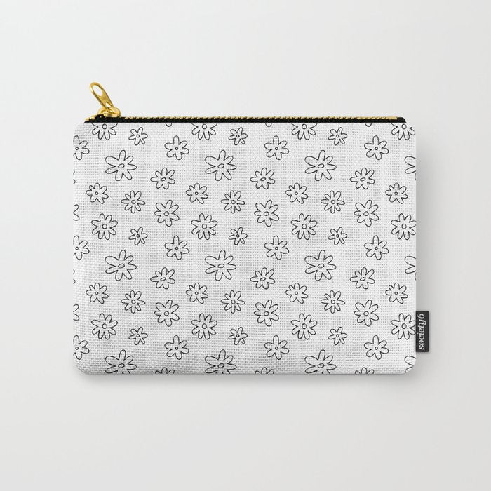 Black and white flower doodle art pattern Carry All Pouch Gallery Image 1